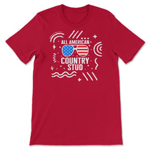 Load image into Gallery viewer, 4th Of July Shirt, All American Country Stud USA Flag Sunglasses - Unisex T-Shirt - Red
