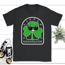 Load image into Gallery viewer, Little Shenanigator, St. Patricks Day Shirt, Irish Girls Lucky Gift - Unisex T-Shirt - Black
