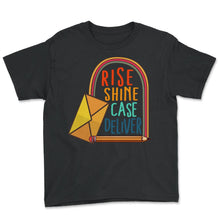 Load image into Gallery viewer, Mailman Shirt, Rise Shine Case Deliver Envelop Tee, Funny Mail - Youth Tee - Black

