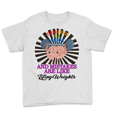 Load image into Gallery viewer, Positivity Shit, Brain Is A Muscle Tee, Brain Lifting Weights Growth - Youth Tee - White

