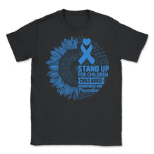 Load image into Gallery viewer, Child Abuse Prevention Month Shirt, Stand Up For Children Tee, Blue - Unisex T-Shirt - Black
