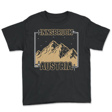 Load image into Gallery viewer, Ski Shirt, Innsbruck Austria Mountain Skiing Snowboard Tee, Austrian - Youth Tee - Black
