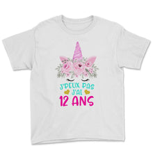Load image into Gallery viewer, Enfant T Shirt 12 Ans Fille Anniversaire Cadeau Licorne T Shirt copy - Youth Tee - White
