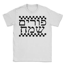 Load image into Gallery viewer, Purim Shirt, Happy Purim In Hebrew Jewish Tee, Funny Haman Hebrew - Unisex T-Shirt - White
