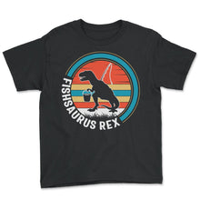 Load image into Gallery viewer, Fishing Shirt, Fishsaurus Rex Fishing Dinosaur Funny Tee, Fishing - Youth Tee - Black
