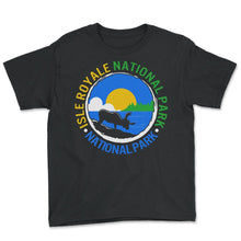 Load image into Gallery viewer, Isle Royale National Park Shirt, Michigan Moose Tee, Beach Lover Gift - Youth Tee - Black
