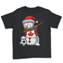 Load image into Gallery viewer, Soccer Boy Dabbing Snowman Christmas Jersey Canada Shirt, Football - Youth Tee - Black
