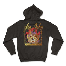 Load image into Gallery viewer, Dia De Los Muertos Shirt, La Jefa Sugar Skulls Red Floral Tee, - Hoodie - Black
