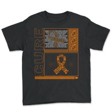 Load image into Gallery viewer, COPD Awareness Shirt, Cure COPD Orange Ribbon Butterfly Tee, Lung - Youth Tee - Black
