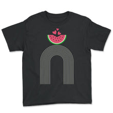 Load image into Gallery viewer, Watermelon Shirt, Watermelon Slice Melon Summer Vacation Season Fruit - Youth Tee - Black
