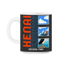 Load image into Gallery viewer, Kenai Fjords National Park Shirt, Alaska Park Since 1980, Puffin Bird - 11oz Mug - Black on White
