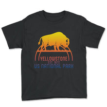 Load image into Gallery viewer, Yellowstone Bison Buffalo Shirt, US National Park Shirt, Hiking - Youth Tee - Black
