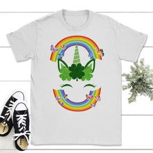 Load image into Gallery viewer, St. Patricks Day Shirt, Unicorn Face Irish Lucky Lover Gift, Four - Unisex T-Shirt - White
