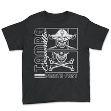 Load image into Gallery viewer, Gasparilla Shirt, Tampa Gasparilla Pirate Fest Jolly Roger Tee, - Youth Tee - Black
