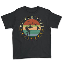 Load image into Gallery viewer, Hi For Life Shirt, Hawaii Rasta Island Chain Palm Tree Tee, Hawaii - Youth Tee - Black
