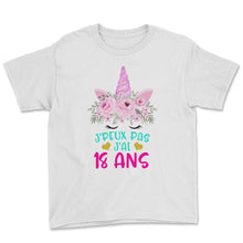 Load image into Gallery viewer, Enfant T Shirt 18 Ans Fille Anniversaire Cadeau Licorne T Shirt copy - Youth Tee - White
