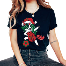 Load image into Gallery viewer, Soccer Girl Dabbing Unicorn Christmas Hat Scarf Morocco Jersey Shirt, - Unisex T-Shirt - Black
