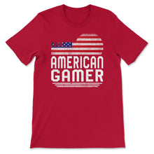 Load image into Gallery viewer, 4th Of July Shirt, All American Gamer USA America Flag Independence - Unisex T-Shirt - Red
