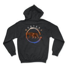 Load image into Gallery viewer, Glacier National Park, Retro Glacier Montana Grizzly Bear Souvenir - Hoodie - Black
