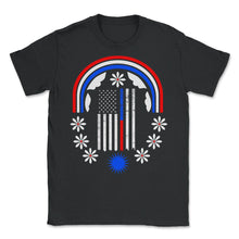Load image into Gallery viewer, Thin Red &amp; Blue Line American Flag Shirt, Law Enforcement Tee, Police - Unisex T-Shirt - Black
