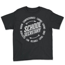 Load image into Gallery viewer, School Secretary Shirt, Back To School Office Administrator Staff - Youth Tee - Black
