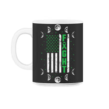 Load image into Gallery viewer, Mental Health Awareness Shirt, Fight Green Ribbon American Flag Moon - 11oz Mug - Black on White
