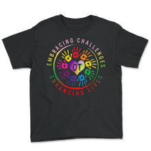 Load image into Gallery viewer, Occupational Therapy Shirt, Embracing Challenges Enhancing lives, OT - Youth Tee - Black
