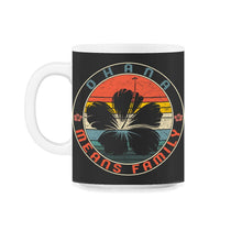 Load image into Gallery viewer, Ohana Means Family Shirt, Hawaii Hibiscus Flower 70s Retro Tee, - 11oz Mug - Black on White
