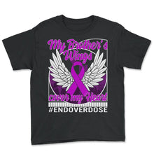 Load image into Gallery viewer, Drug Overdose Awareness Shirt, My Brother's Wings Cover My Heart Tee, - Youth Tee - Black
