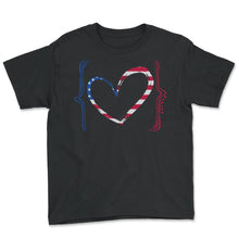 Load image into Gallery viewer, Memorial Day Shirt, USA Heart Veterans Military American Flag 4th of - Youth Tee - Black
