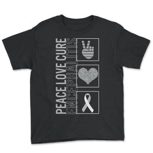 Load image into Gallery viewer, Peace Love Cure Encephalitis T Shirt - Youth Tee - Black
