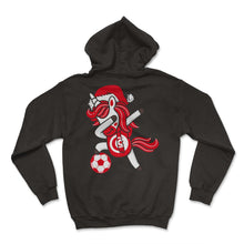 Load image into Gallery viewer, Soccer Girl Dabbing Unicorn Christmas Hat Scarf Tunisia Jersey Shirt, - Hoodie - Black
