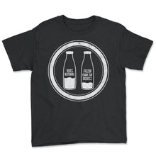 Load image into Gallery viewer, Breast Feeding Shirt, 100 Natural Fresh From The Source Tee, Mother's - Youth Tee - Black
