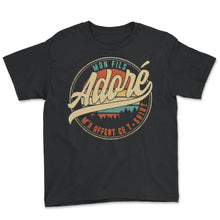 Load image into Gallery viewer, Mon Fils Adoré M'a Offert Ce T shirt Humour T Shirt copy - Youth Tee - Black

