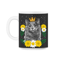Load image into Gallery viewer, Cat With Crown Shirt, Princess Cat, Crowned Kitten Tee, Cat Parent - 11oz Mug - Black on White
