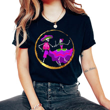 Load image into Gallery viewer, Dia De Los Muertos Shirt, Ballet Folklorico Sugar Skull Skeleton Tee, - Unisex T-Shirt - Black

