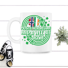 Load image into Gallery viewer, Mostly Norwegian And A Wee Bit Irish, St. Patricks Day Shirt, Lucky - 11oz Mug - White
