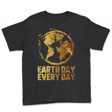Load image into Gallery viewer, Earth Day Everyday World's Map Nature Pine Tree Green Preserve - Youth Tee - Black
