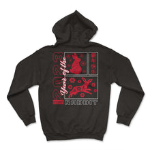 Load image into Gallery viewer, Chinese Zodiac Shirt, Year Of The Rabbit 2023 Floral Tee, Rabbit - Hoodie - Black

