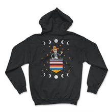 Load image into Gallery viewer, Cinco De Mayo Shirt, Skeleton Calaca Blanket Pocket, May 5th Serape - Hoodie - Black
