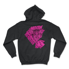 Load image into Gallery viewer, 80's Neon Cat Meow Shirt, Cat Lover Gift Tee, Furry Animals 1980's - Hoodie - Black
