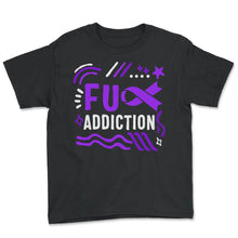 Load image into Gallery viewer, Drug Overdose Awareness Shirt, Fuck Addiction Ribbon Tee, Drug - Youth Tee - Black
