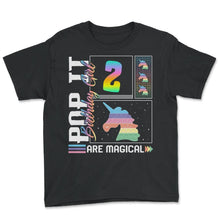Load image into Gallery viewer, 2nd Birthday Girl Unicorn Cute Tee, Pop Birthday Party Theme Costume - Youth Tee - Black
