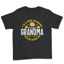 Load image into Gallery viewer, I'm A Mom Grandma And A Great Grandma Shirt, Mother's Day Floral Tee - Youth Tee - Black

