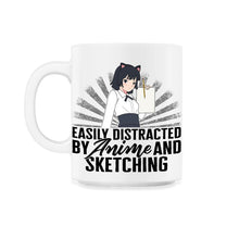 Load image into Gallery viewer, Easily Distracted By Anime And Sketching Shirt, Anime Girl Japanese - 11oz Mug - White
