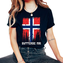 Load image into Gallery viewer, Syttende Mai Tshirts 17th Of May Norway Norwegian Flag Gift T-Shirt - Unisex T-Shirt - Black
