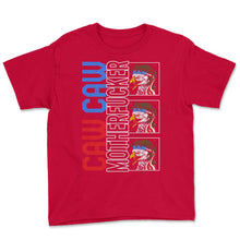 Load image into Gallery viewer, 4th Of July Shirt, Caw Caw Motherfucker Funny Eagle Independence Day - Youth Tee - Red
