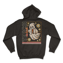 Load image into Gallery viewer, Halloween Teacher Shirt, Trick Or Teach Ghost Floral Tee, School - Hoodie - Black

