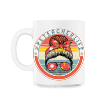 Load image into Gallery viewer, Physical Education Teacher Shirt, Teacher Life Messy Bun Hair Glasses - 11oz Mug - White
