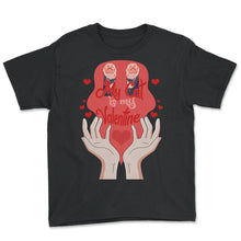 Load image into Gallery viewer, Valentines Day Shirt, My Cat Is My Valentine Cat Paw Heart Tee, - Youth Tee - Black
